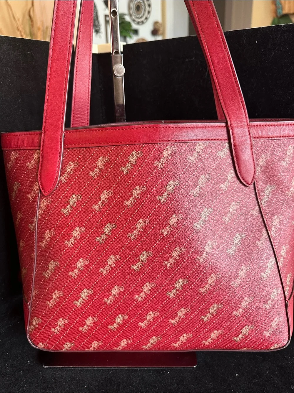 Coach #190  Tote 27 with Horse and Carriage Dot Print
